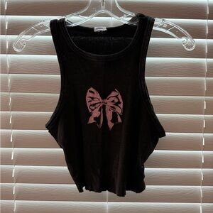 Garage Black Tank Top with Pink Bow